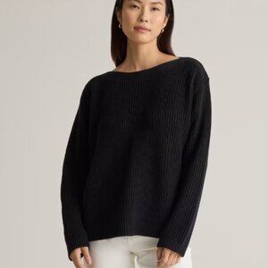 Quince 100% Organic Cotton Fisherman Boatneck Sweater Black Medium